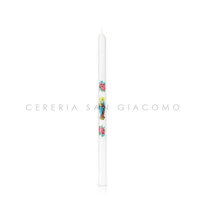 Candele Ceriola Ø14 x 250 mm con Madonna e fiori - Ecclesiis