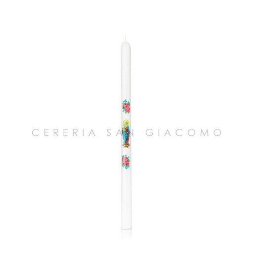 Candele Ceriola Ø14 x 250 mm con Madonna e fiori - Ecclesiis