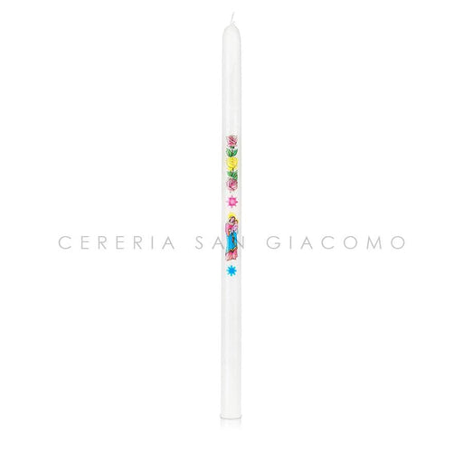 Candele Ceriola Ø20 x 350 mm con Madonna e fiori - Ecclesiis